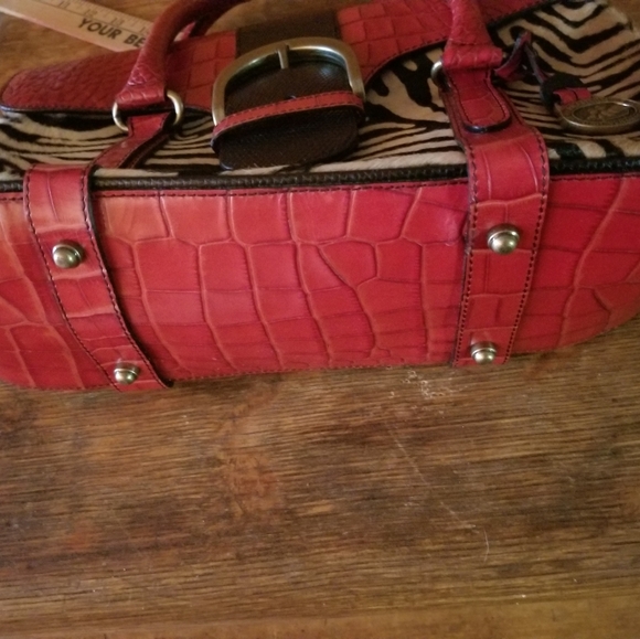 BRAHMIN ltd ed BURCHELLI COLLECTION calf RED CROC - Picture 5 of 15